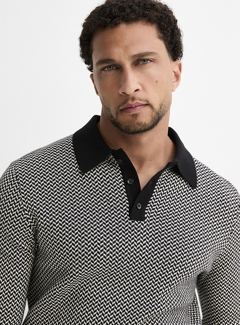 Herringbone jacquard knit polo product image 2