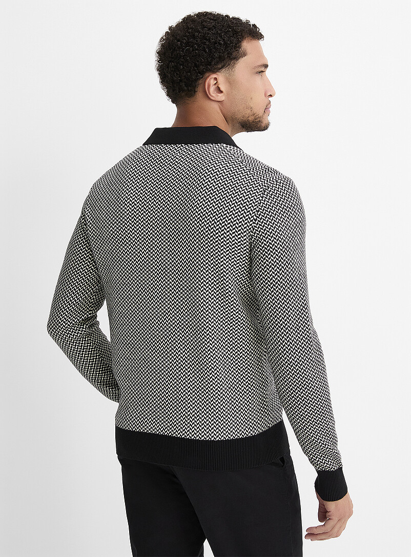 Herringbone jacquard knit polo product image 3