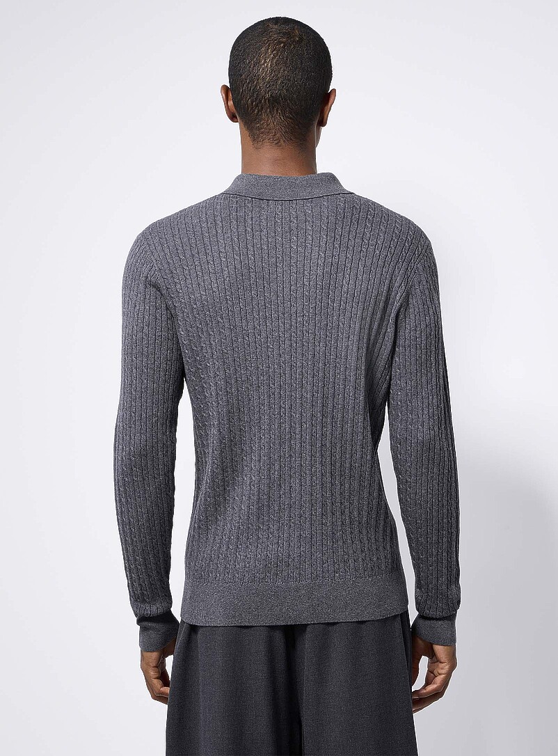Twisted-cable polo-collar sweater product image 3