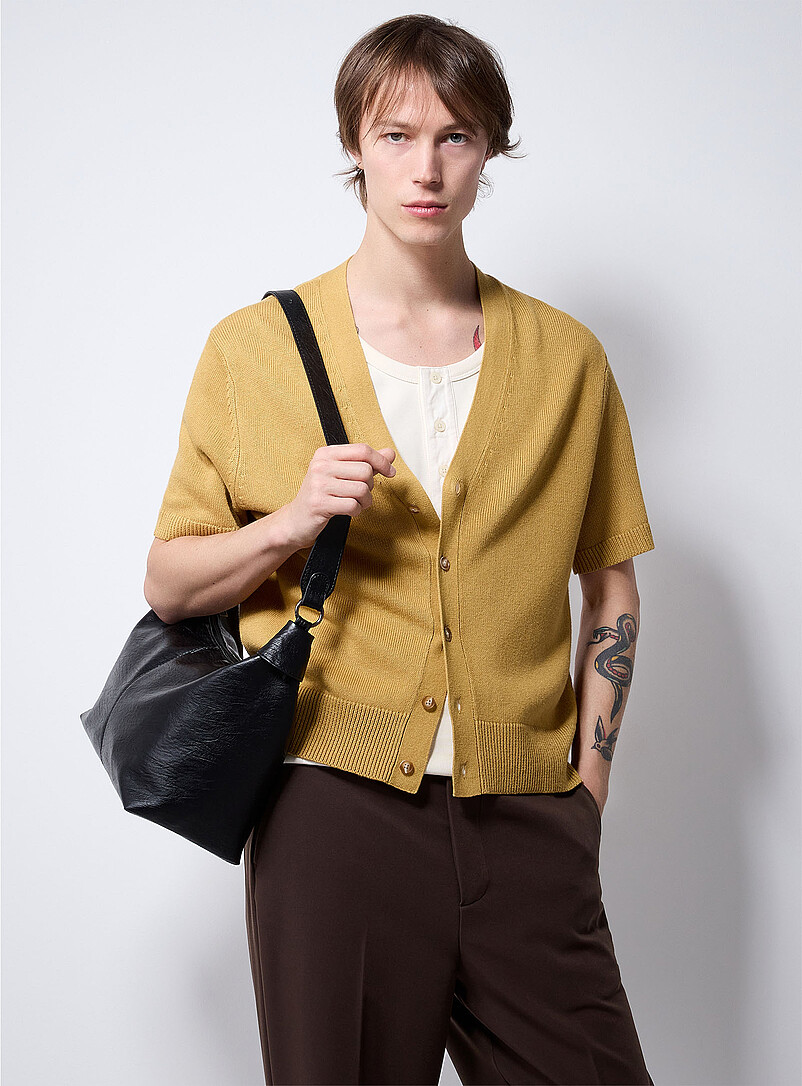 Linen knit short-sleeve cardigan product image (primary)