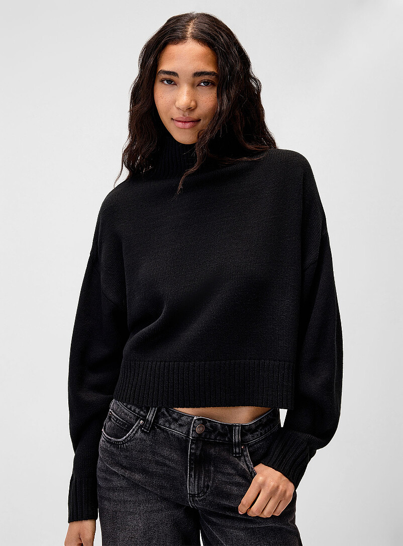 Loose mock-neck boxy-fit sweater product image (primary)