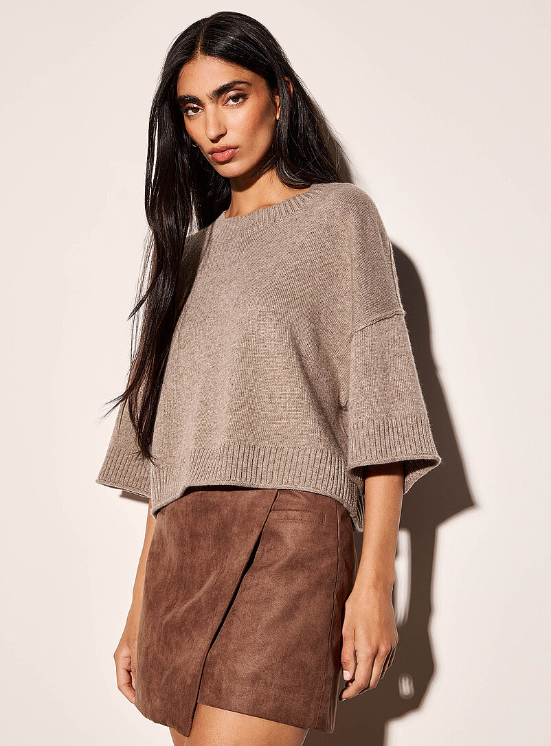 Touch Of Wool Rolled Edges Boxy Sweater