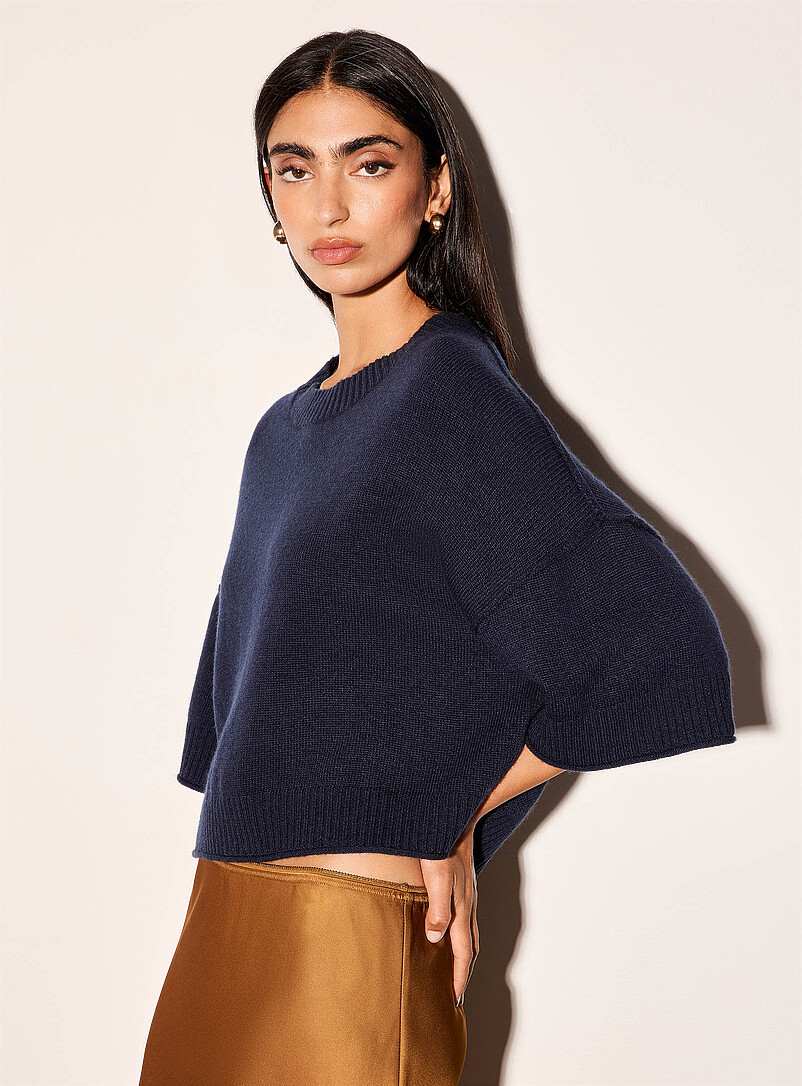 Touch of wool rolled edges boxy sweater product image (primary)