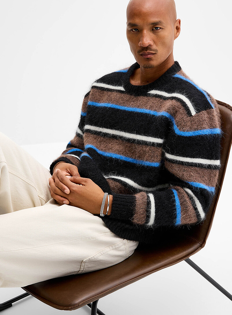 Striped fuzzy knit sweater product image 2