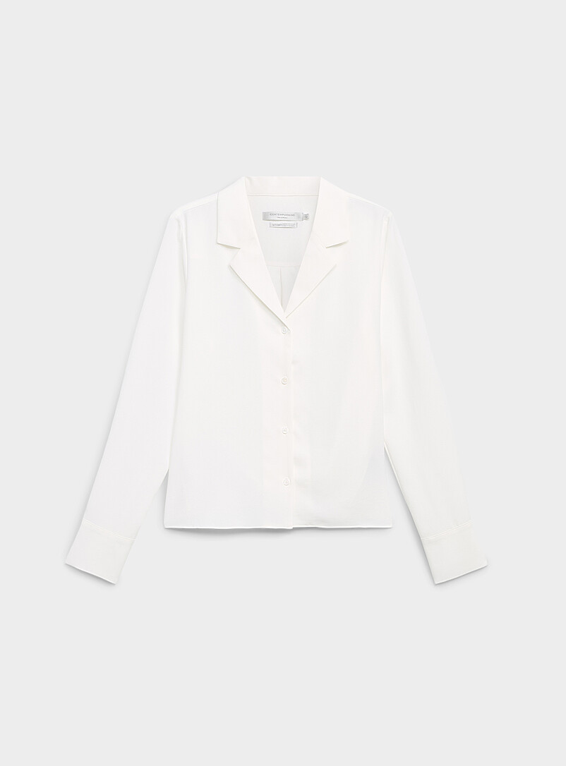 Contemporaine: La chemise fluide col crant&eacute; Noir pour femme