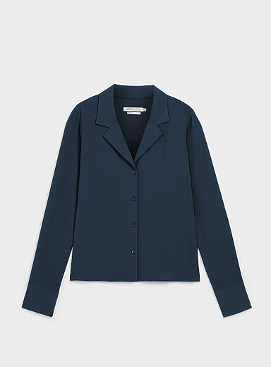 Contemporaine: La chemise fluide col crant&eacute; Noir pour femme