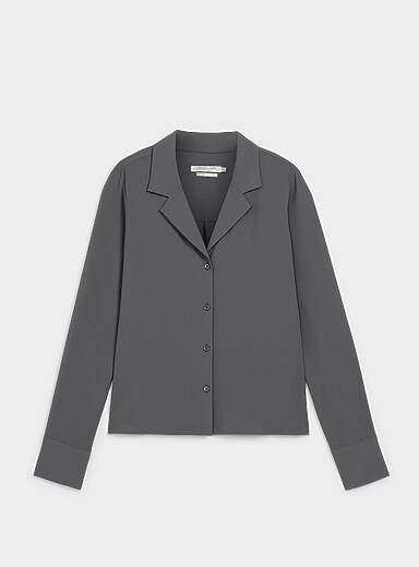 Contemporaine: La chemise fluide col crant&eacute; Noir pour femme