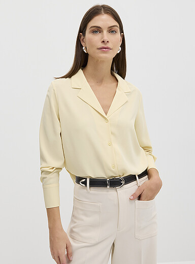 Contemporaine Off White Fluid notched-collar shirt for women