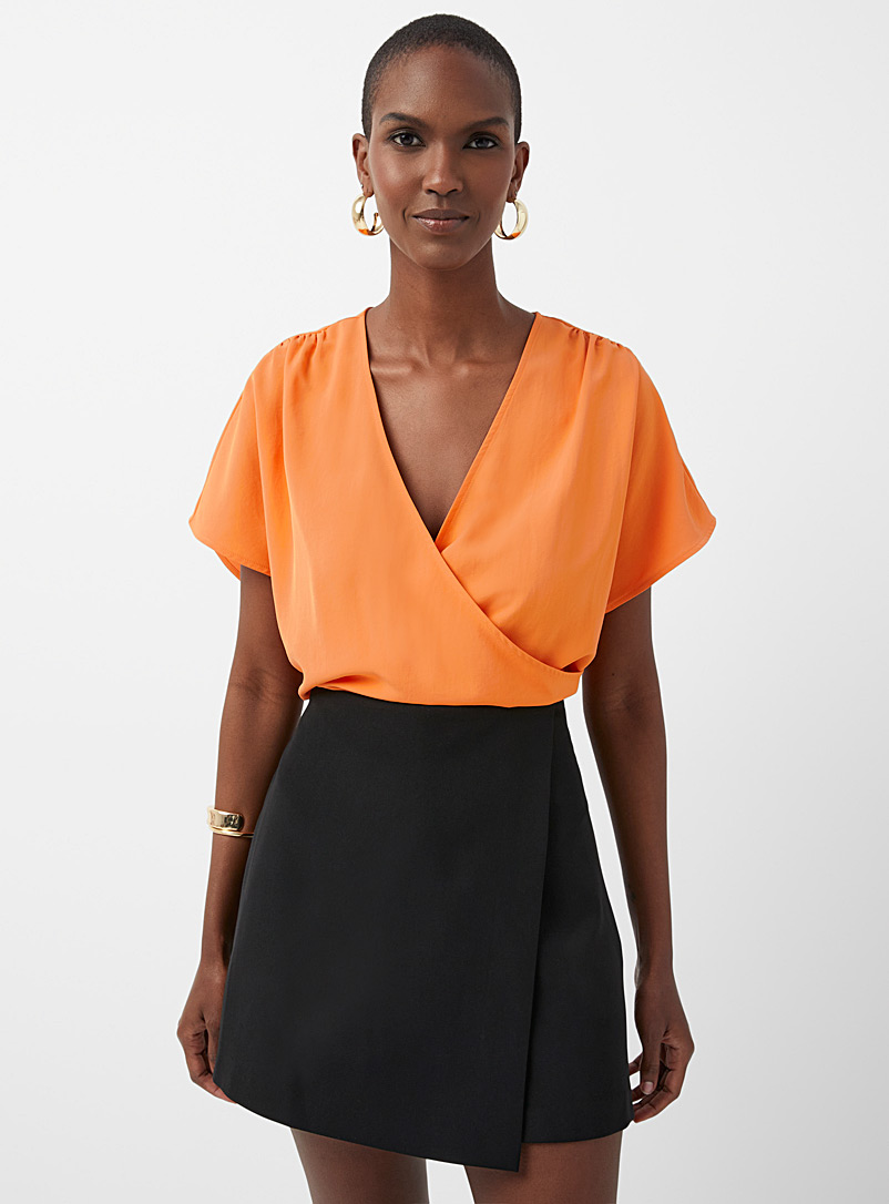 Contemporaine Orange Flowy crossover blouse for women