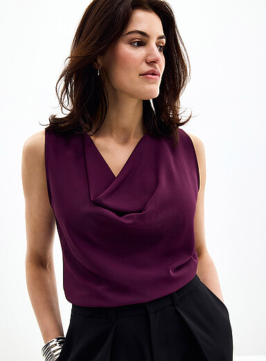 Contemporaine: La camisole fluide col b&eacute;nitier Mauve pour femme