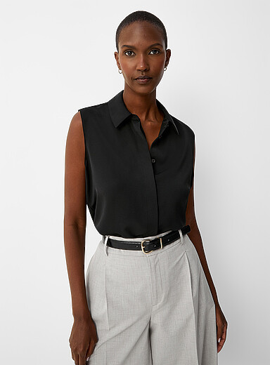La camisole soyeuse col chemise