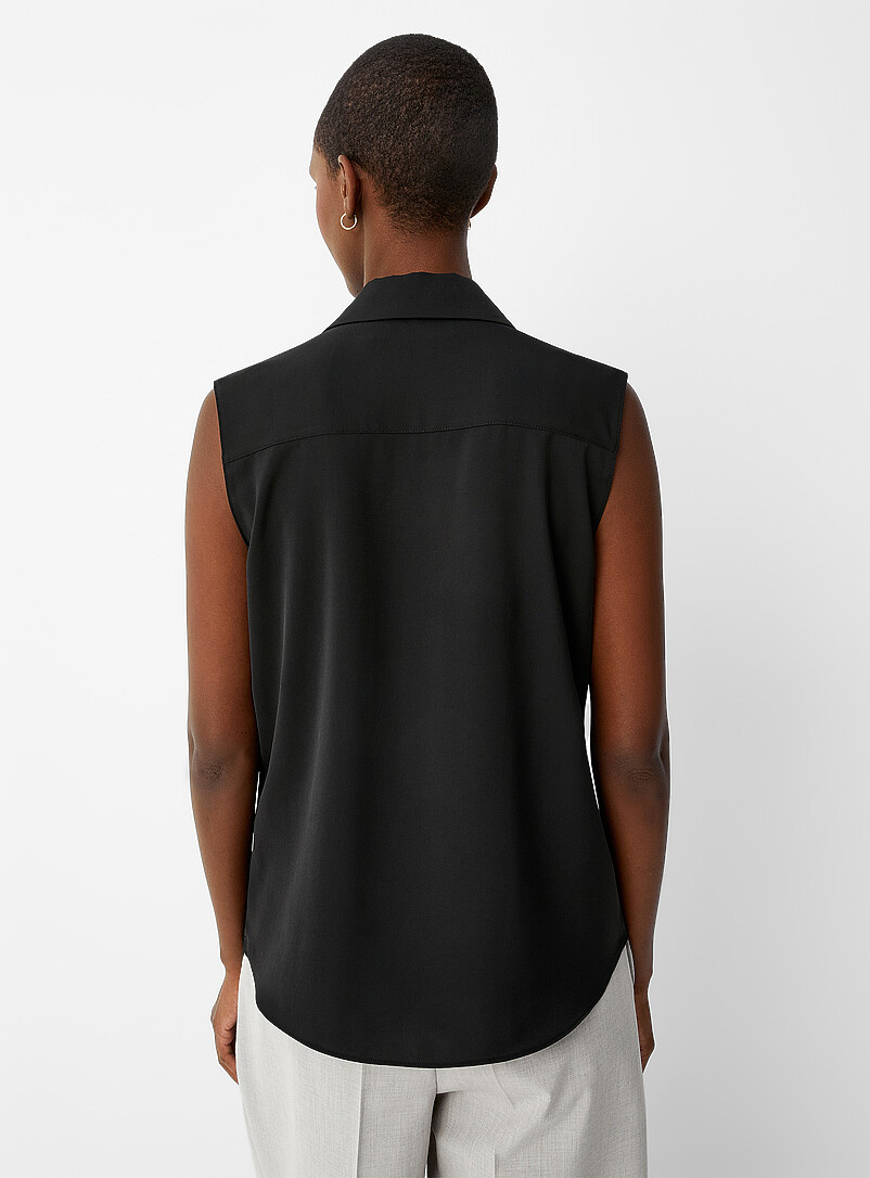 Contemporaine Black Shirt collar silky cami for women