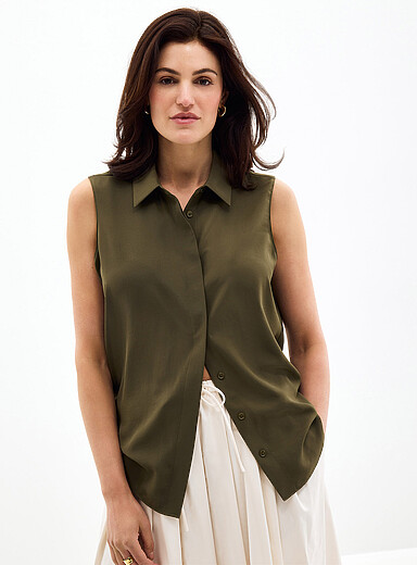 La camisole soyeuse col chemise