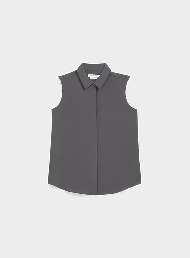 Contemporaine: La camisole soyeuse col chemise Gris pour femme