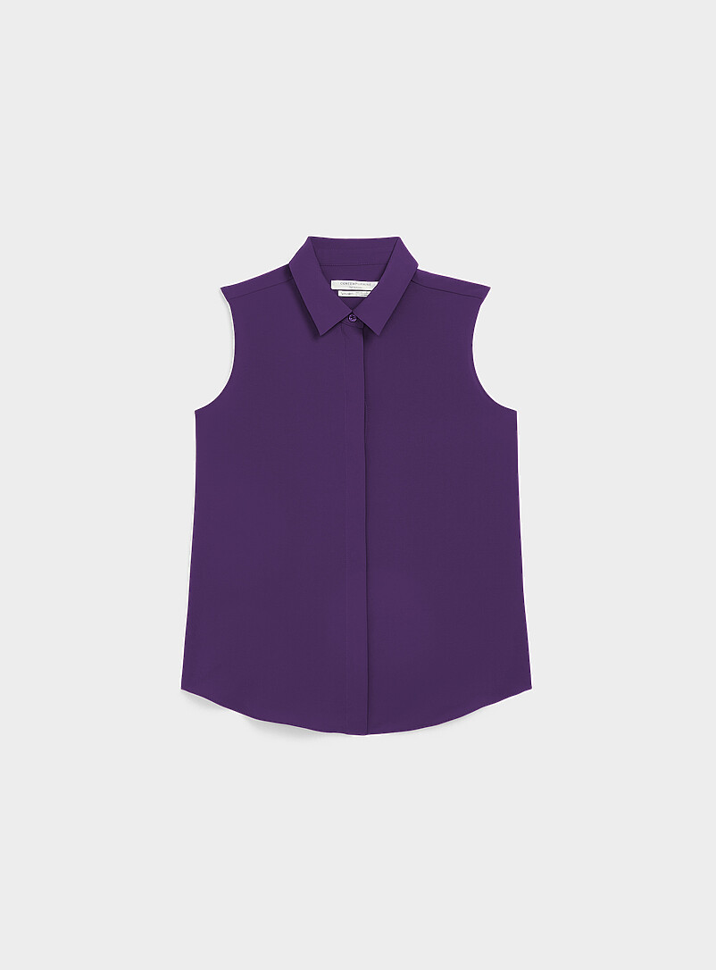 Contemporaine Black Shirt collar silky cami for women