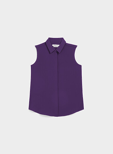 Contemporaine Off White Shirt collar silky cami for women