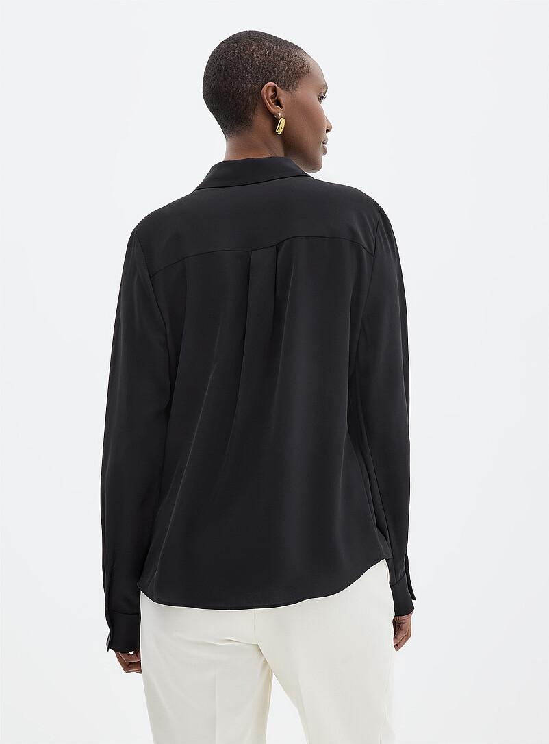 Contemporaine Black Silky hidden placket shirt for women