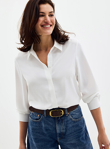 Silky hidden placket shirt