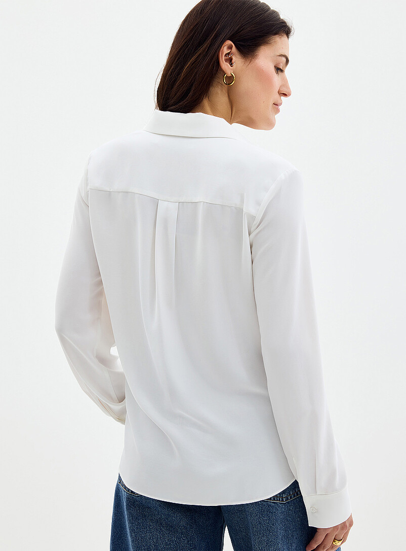Contemporaine Black Silky hidden placket shirt for women