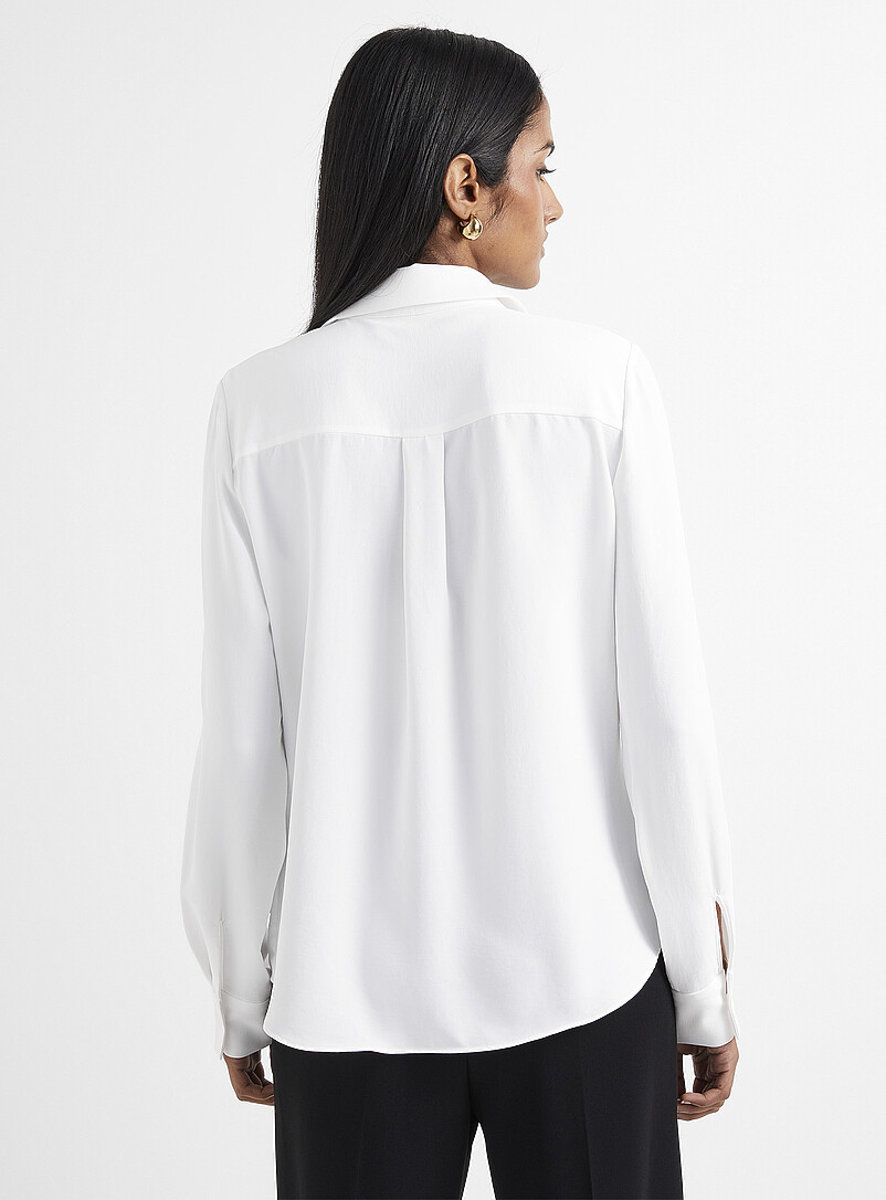 Contemporaine Black Silky hidden placket shirt for women
