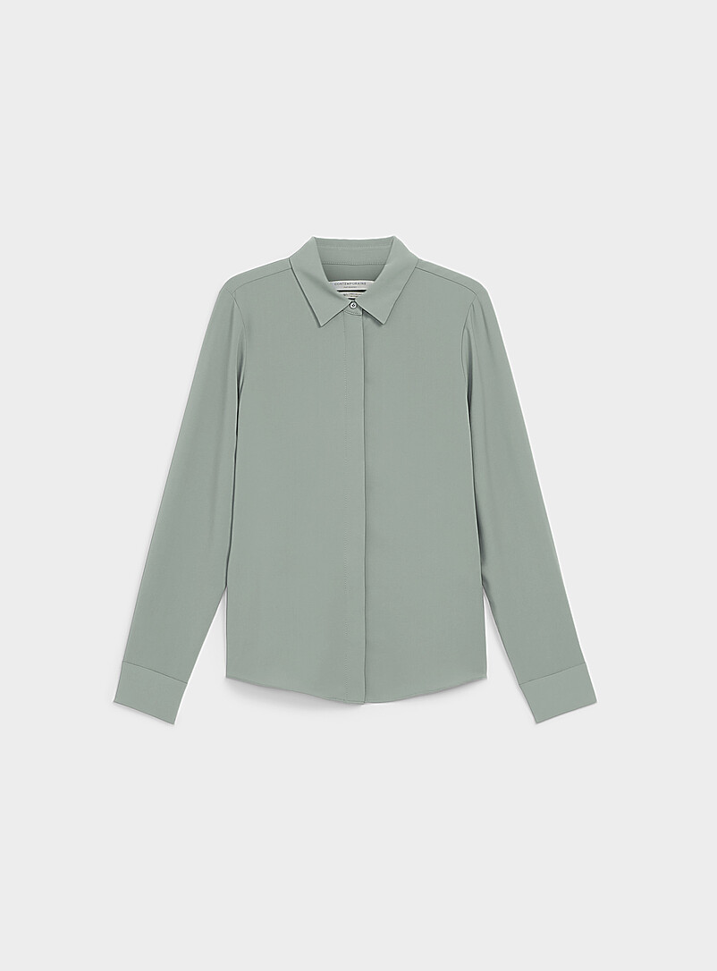 Silky hidden placket shirt | Contemporaine | | Simons