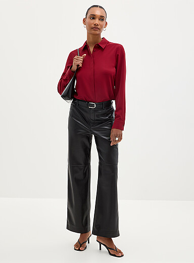 Silky hidden placket shirt