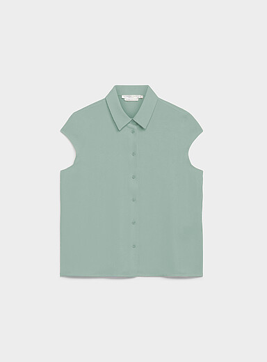 Silky cap-sleeve shirt