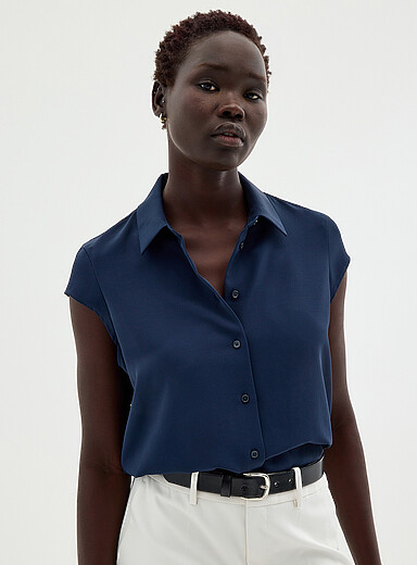 Silky cap-sleeve shirt