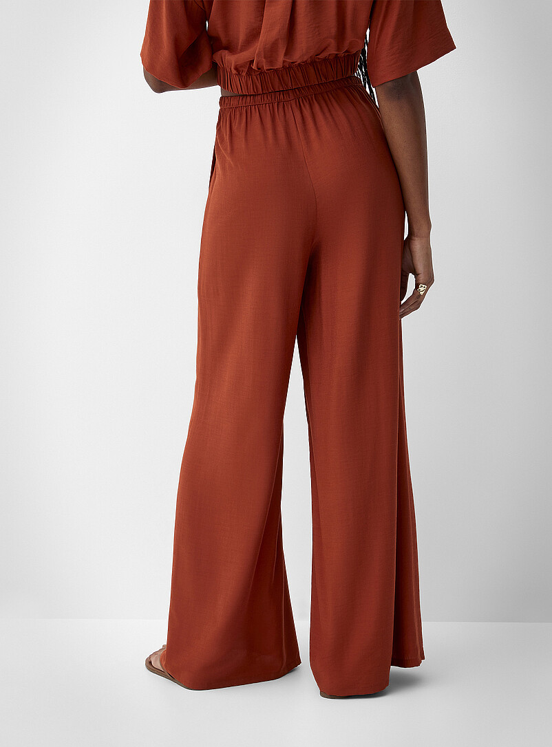 Ic&ocirc;ne: Le pantalon ultralarge et fluide taille cordon Orange pour femme