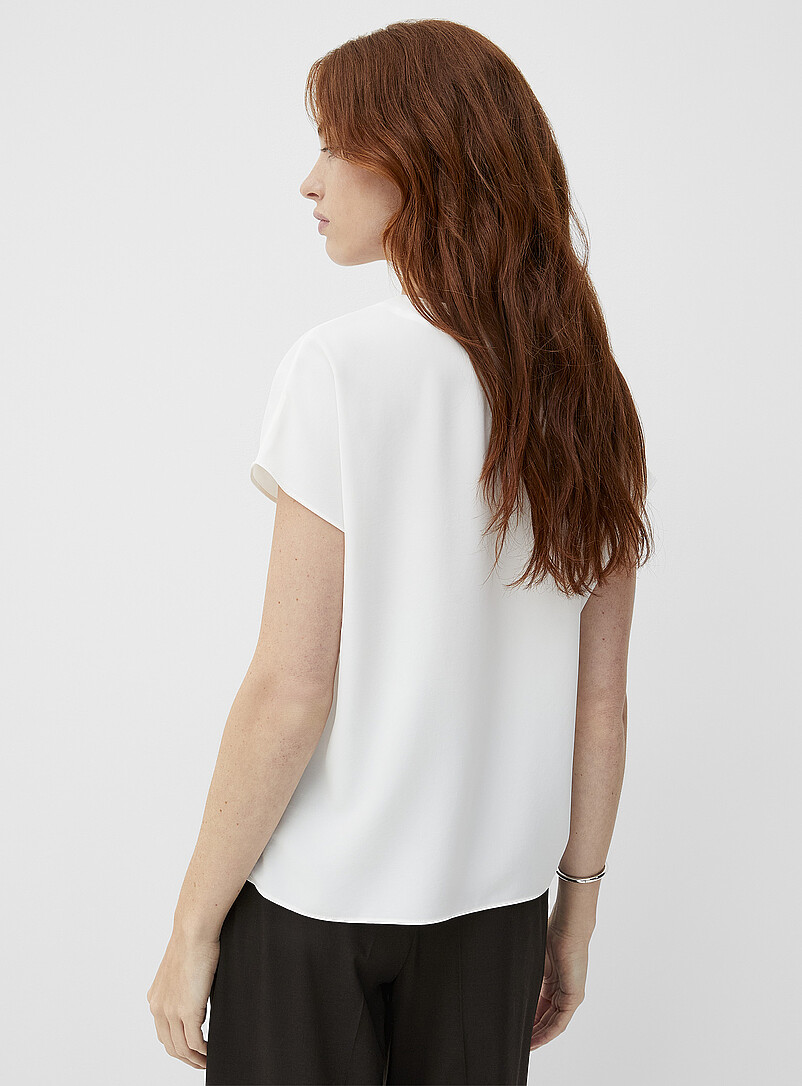 Contemporaine Navy/Midnight Blue Cap-sleeve flowy blouse for women