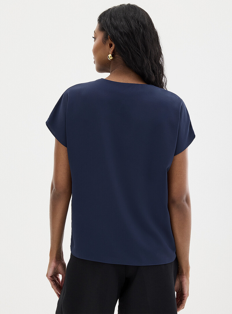 Contemporaine: La blouse fluide manches cape Bleu marine - Bleu nuit pour femme