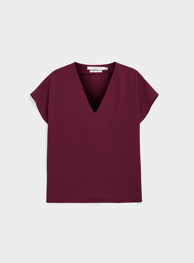 Contemporaine: La blouse fluide manches cape Bleu marine - Bleu nuit pour femme