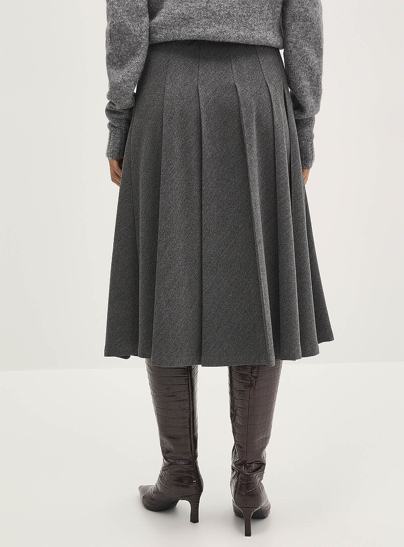 Ic&ocirc;ne Indigo/Dark Blue Pleated belted flared skirt for women