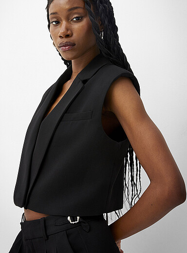 トップス enfold TAILORED VEST Brushed finish plunging notched collar vest | Icône | | Simons