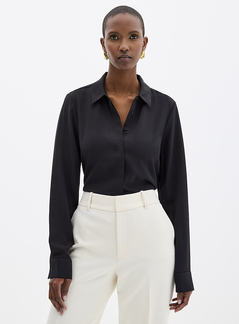 Silky Hidden Placket Shirt