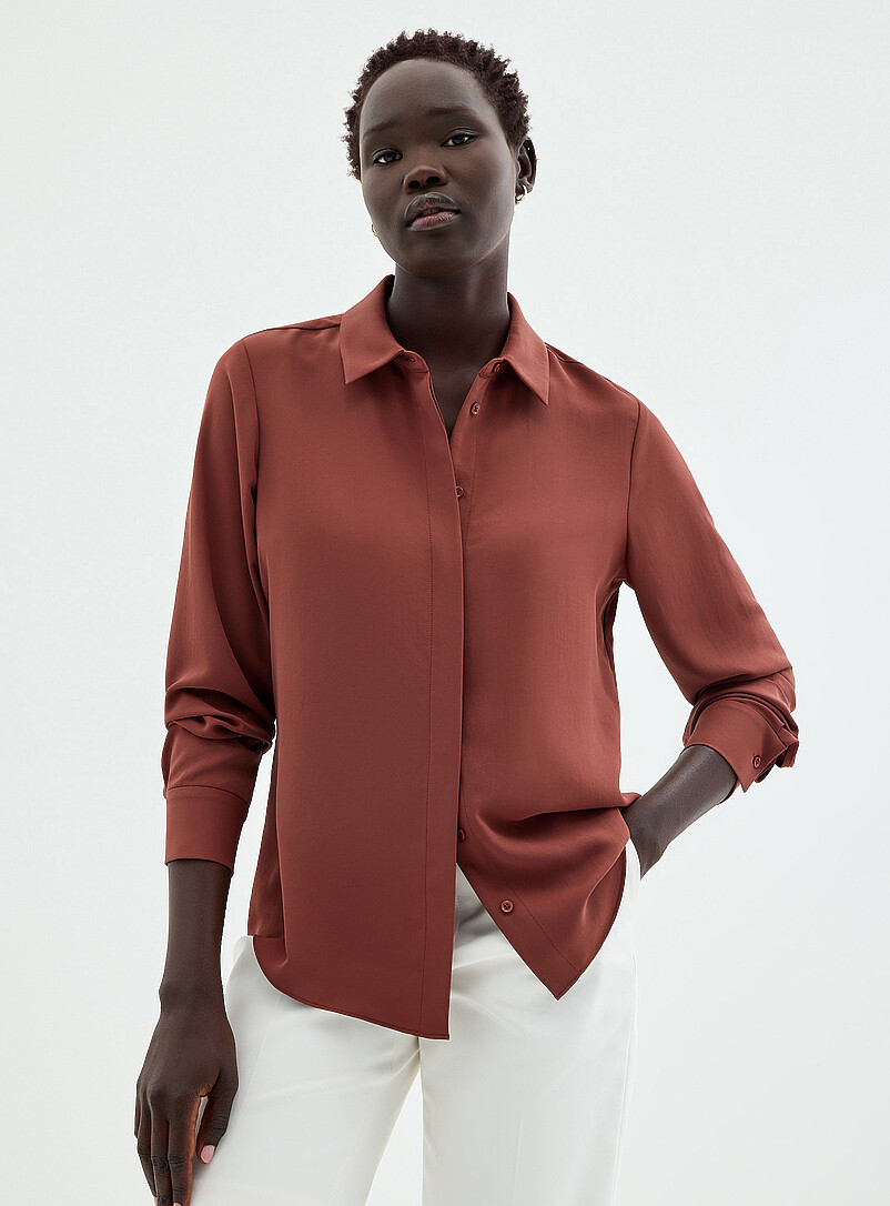Silky Hidden Placket Shirt