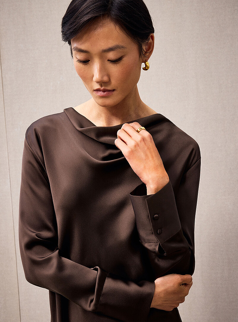 Draped collar satiny dress product image 2