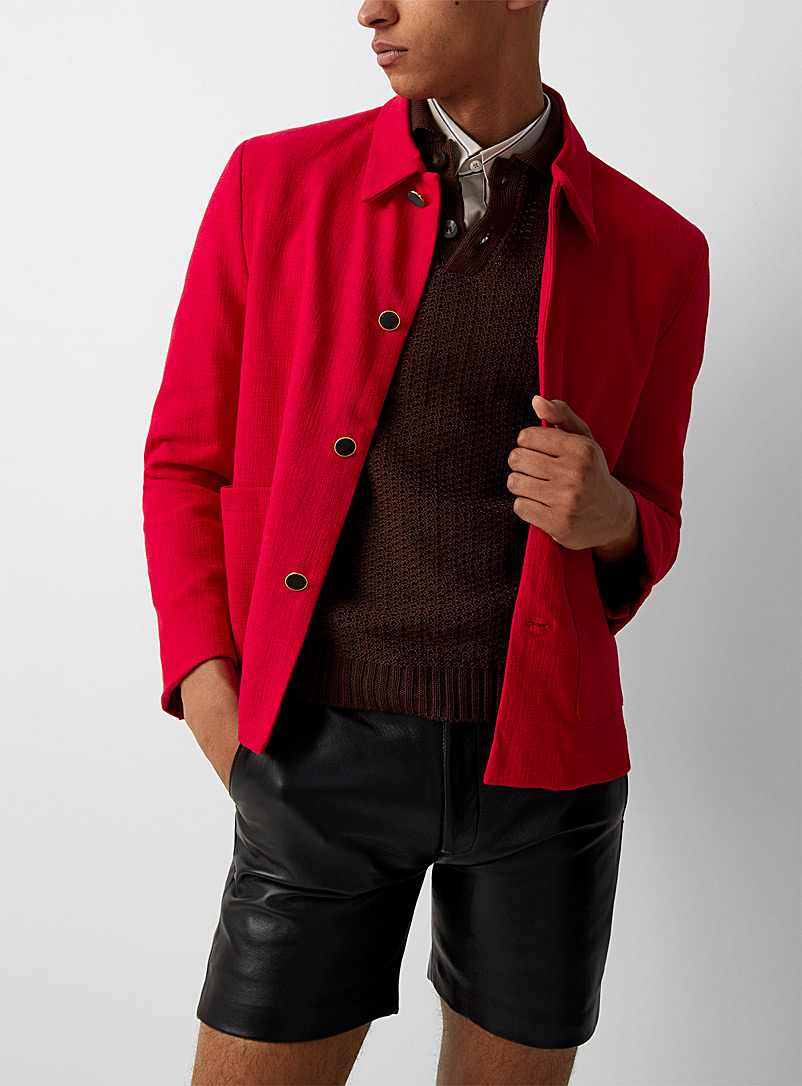 Ernest W. Baker Red Textured-cotton cropped jacket for men