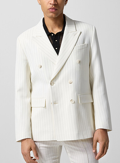 Ernest W. Baker: Le veston blanc double boutonnage rayures banquier Blanc cass&eacute; pour homme