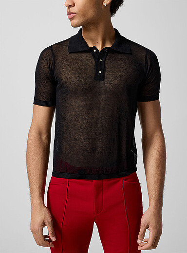 Le polo tricot diaphane boutons bijoux