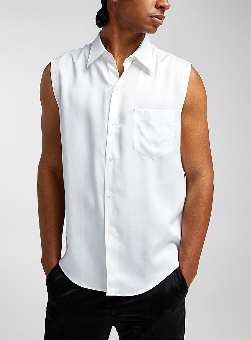 Ernest W. Baker White Lyocell twill sleeveless shirt for men