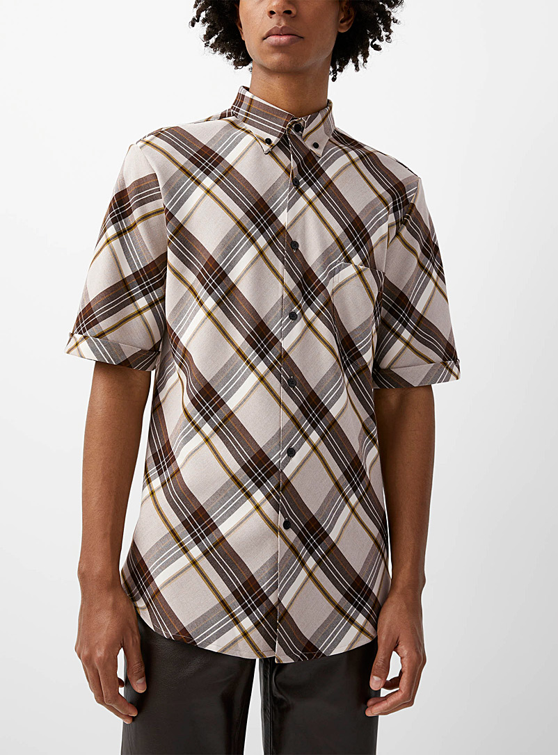 Ernest W. Baker Brown Multi-checkered shirt for men