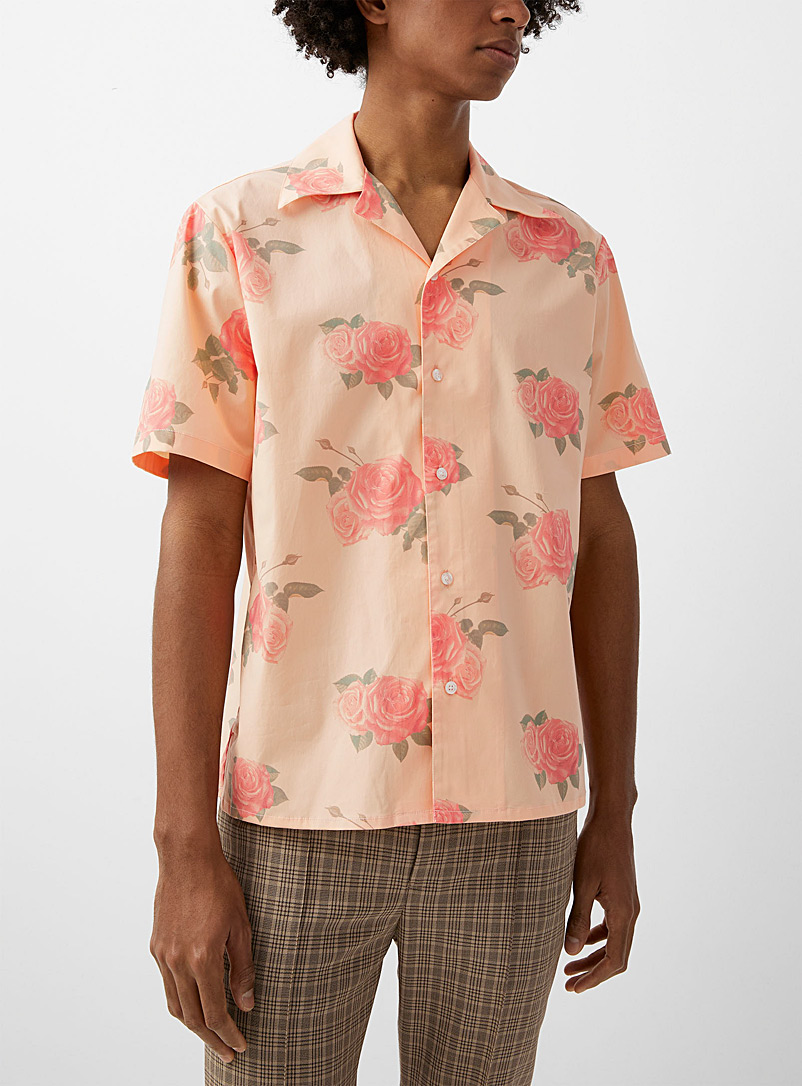 Ernest W. Baker Peach Floral print shirt for men