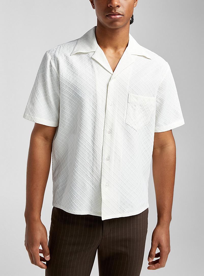 Ernest W. Baker White Textured diamond shirt for men
