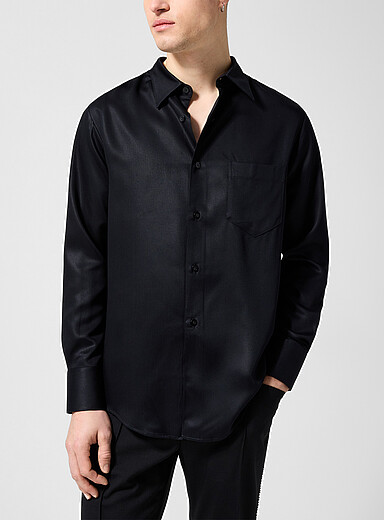 Ernest W. Baker: La chemise fluide noire Noir pour homme
