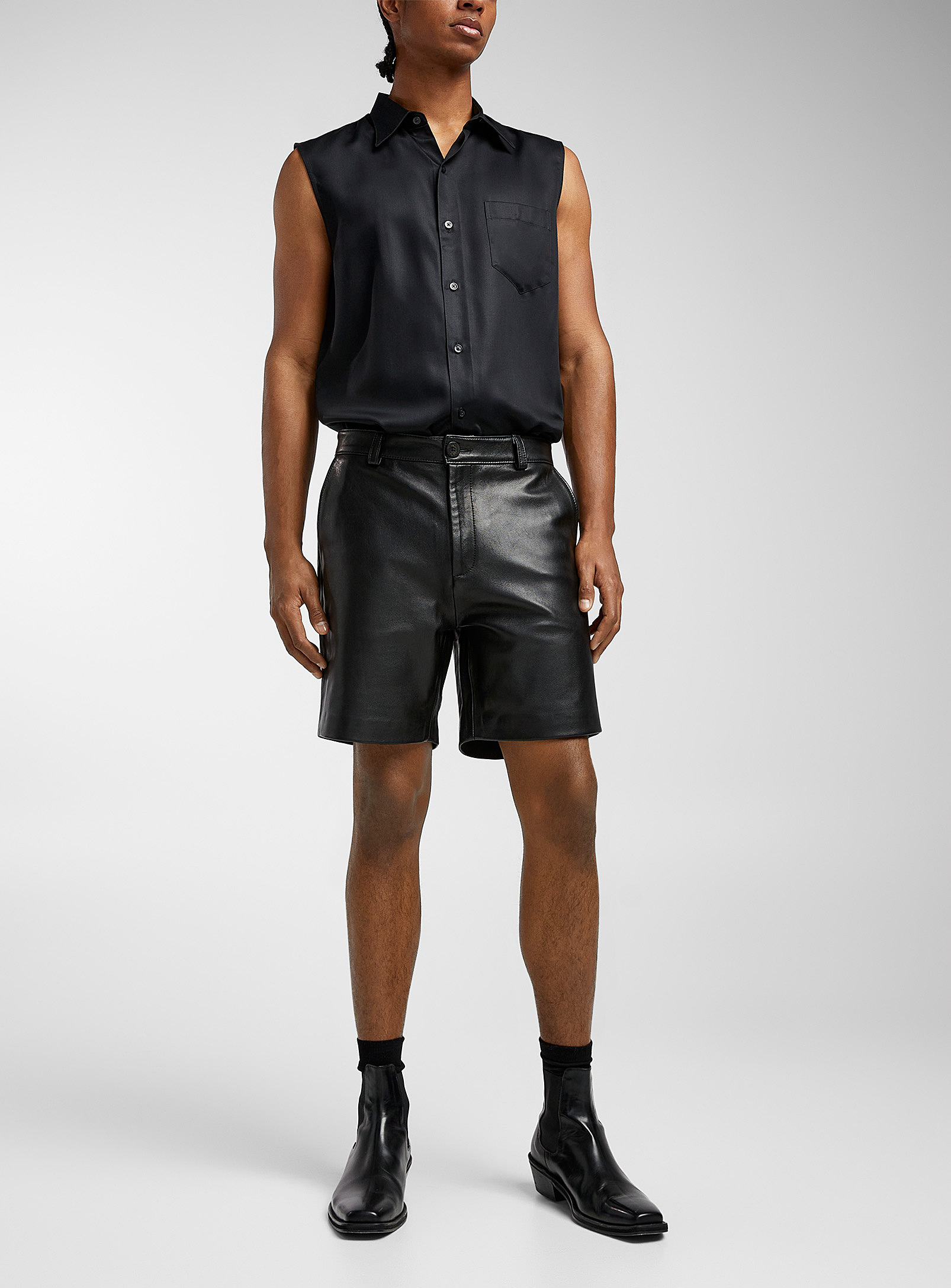Ernest W. Baker - Men's Genuine leather black short