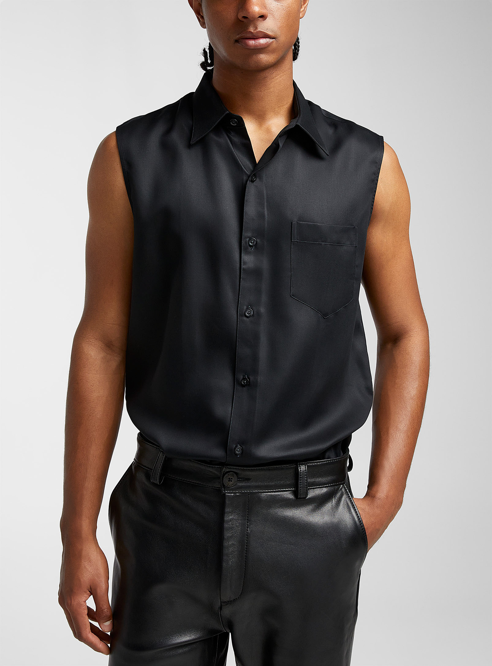 Ernest W Baker Lyocell Twill Sleeveless Shirt In Black