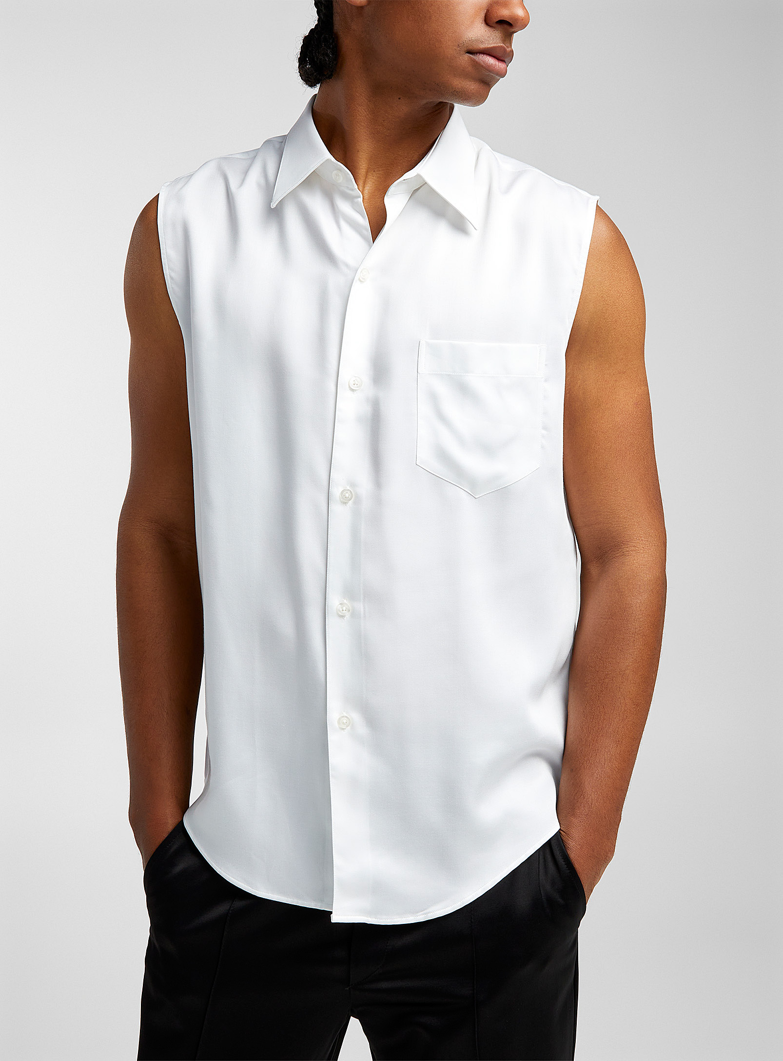 Ernest W Baker Lyocell Twill Sleeveless Shirt In White