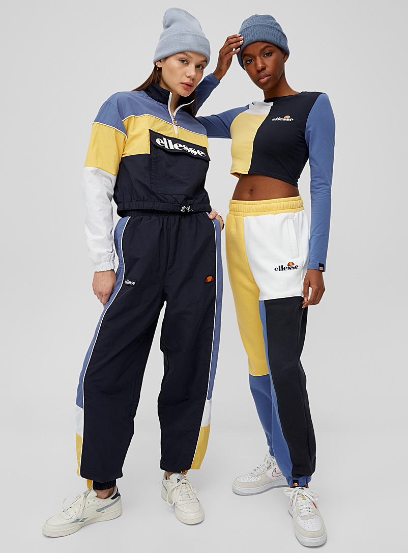 Ellesse Marine Blue Colour block fabric joggers for women