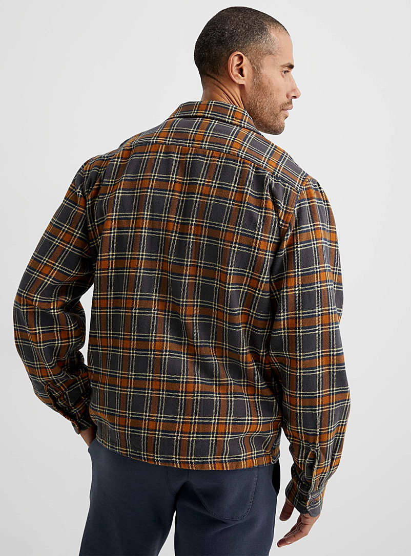 Le 31 Charcoal Check open-collar overshirt for men